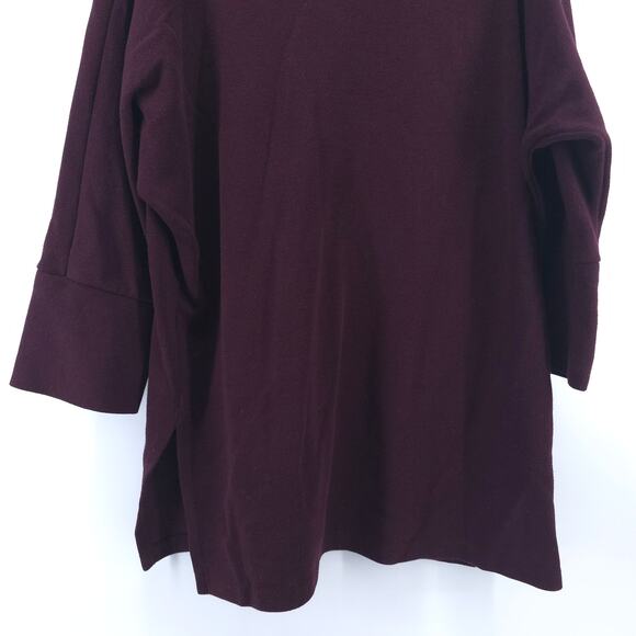 Weekenders Womens Maroon Cowl Neck SweaterTunic Split Hemline Cropped Sleeve L - Picture 10 of 11